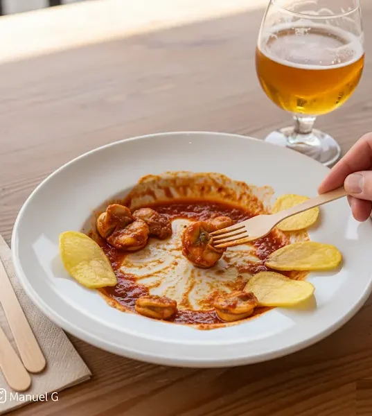 Papas con zamburiñas en salsa vieira