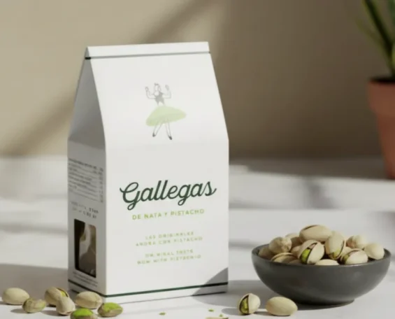 Galletas Pistacho - Sal Galega | Mercado del Grao Galletas gallegas de nata y pistacho en Sal Galega Puesto 4 Mercado del Grao Valencia.