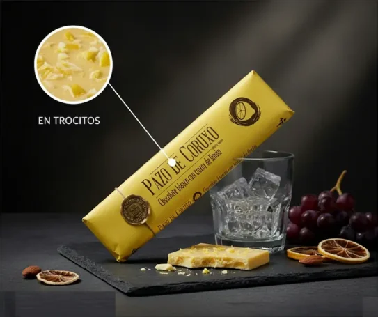 Chocolate blanco con trozos de limón